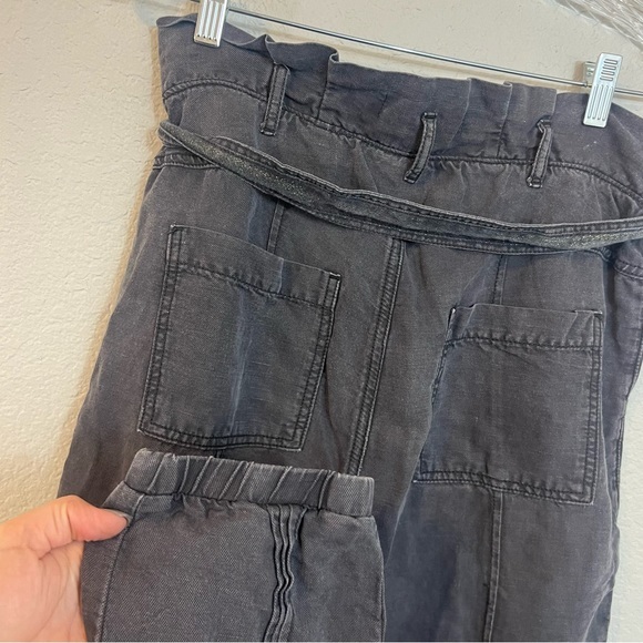 Anthropologie Linen Lyocell Paper Bag Joggers 4 Grey - Picture 4 of 6